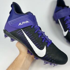 Nike Alpha Menace Pro 2 Mid Purple Black Football Cleats Size 12